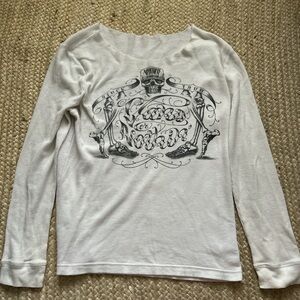Vans White Long Sleeve Tee with Black Graphic